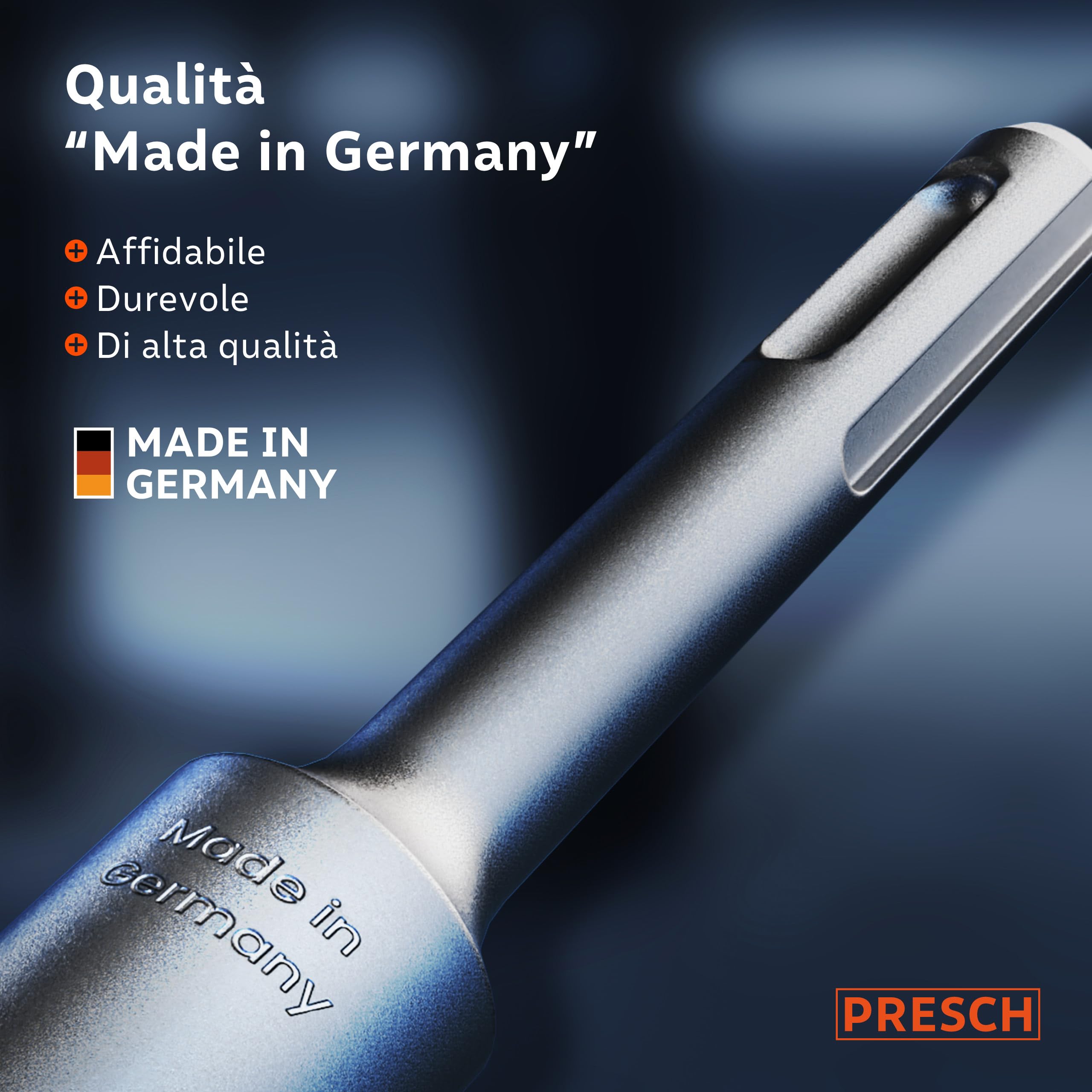 PRESCH SDS plus Scalpello piatto - Tagliente largo 20 mm, estremamente robusto e durevole - Per tutti i lavori di demolizione (lunghezza 250 mm) - Acciaio ad alte prestazioni per colpi potenti