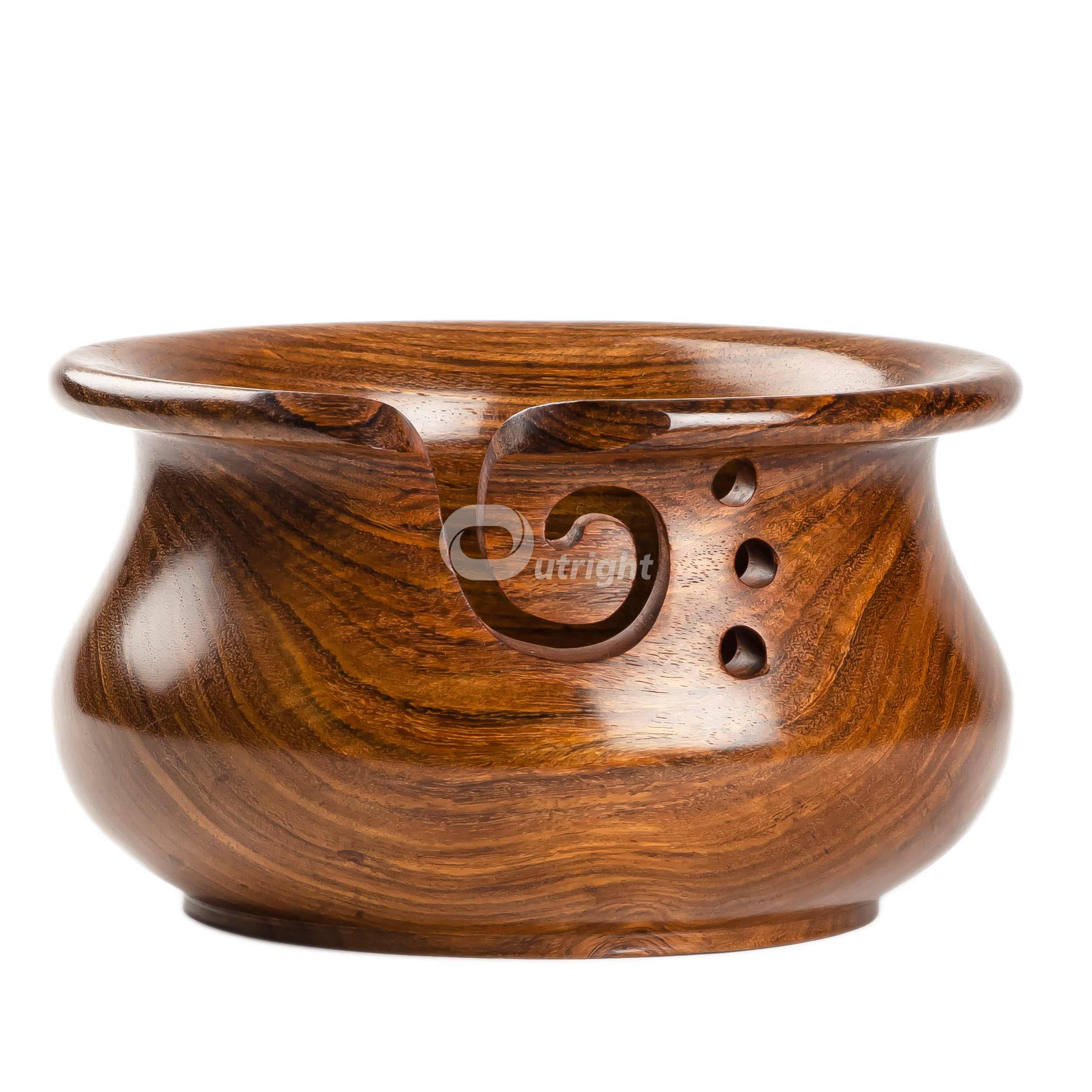 INTAJ Large Wooden Yarn Bowl Cute Rosewood Yarn Holder for Knitting and Crocheting, Crochet Gift for Knitting Lovers, Wooden Yarn Spinner for Crochet -Christmas Gift Ideas for Mother's Day, Her, Wife