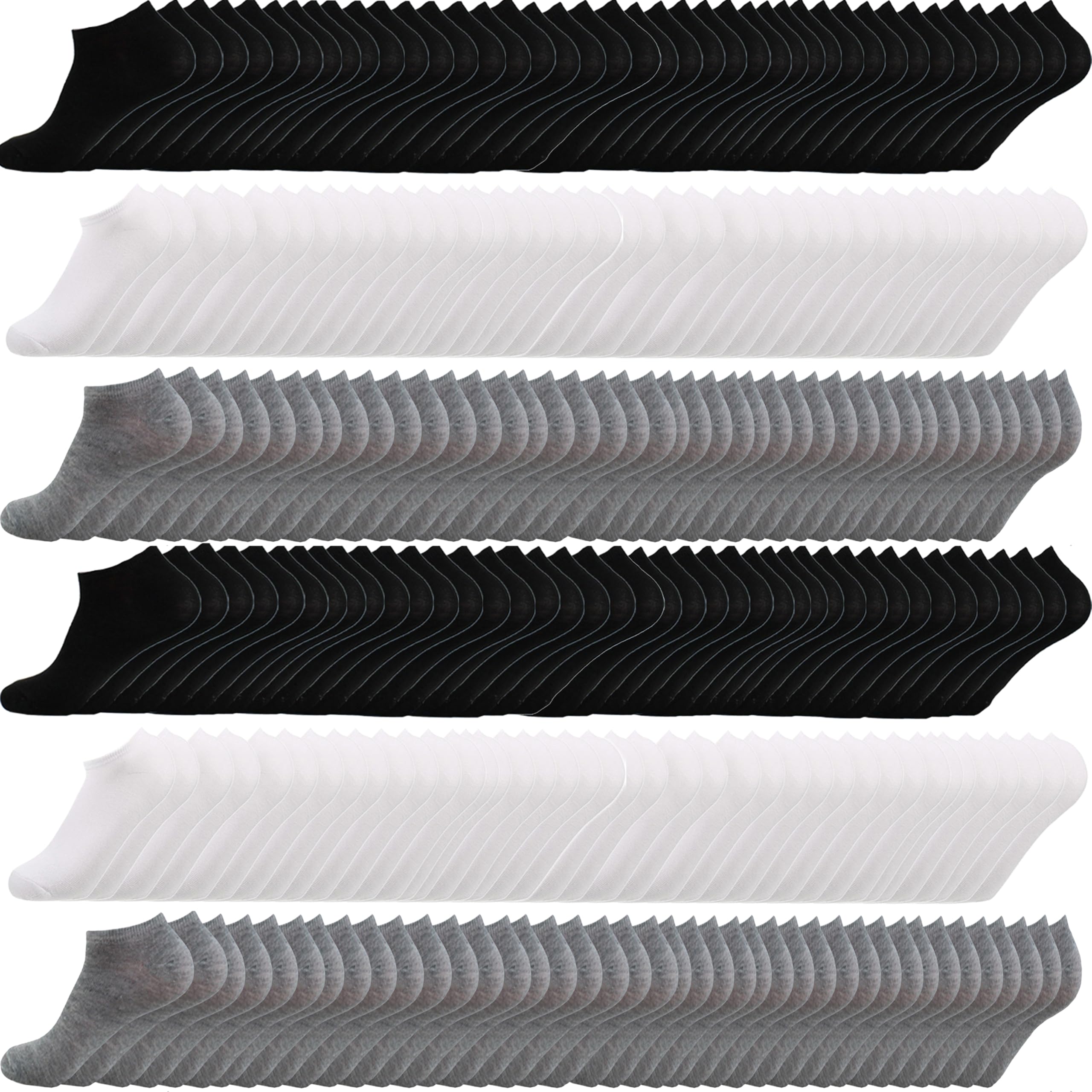 Photo 1 of RICHBULL 100 Pairs Thin Low Cut Ankle Socks for Men & Women Bulk Socks,Breathable Casual Socks Athletic Sock Wholesale (black/white/grey)