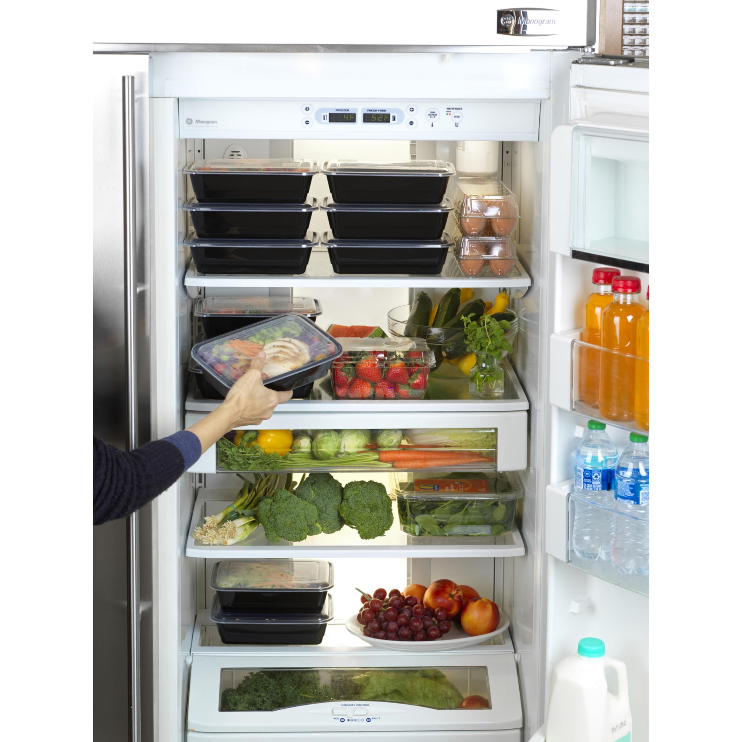 GoodCook Meal Prep - Contenitore rettangolare con scomparto singolo, 30 unità, senza BPA, colore: nero