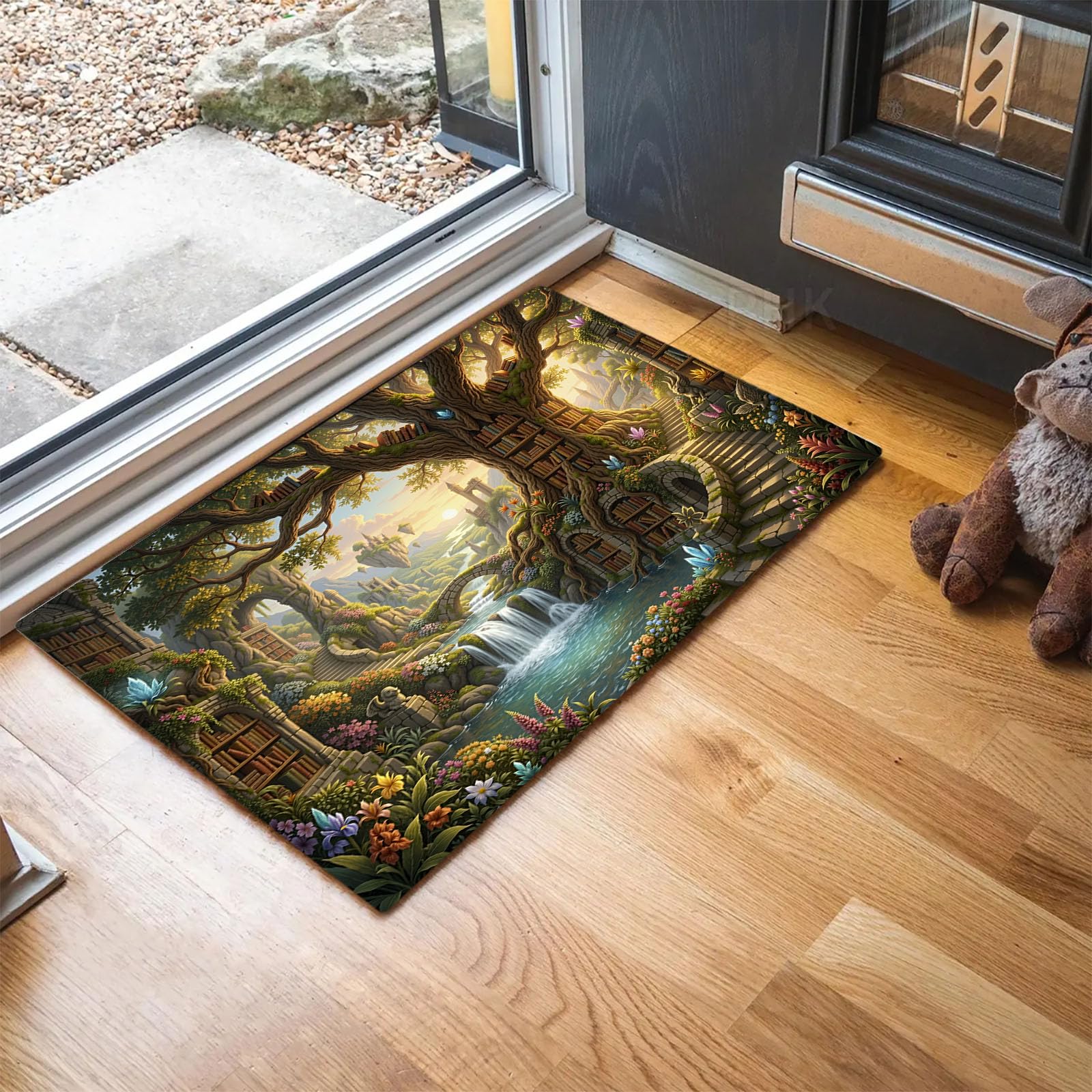 Tapis de Sol Forêt Magique pour Entrée Paillasson de Porte Arbre 60 x 90 cm
