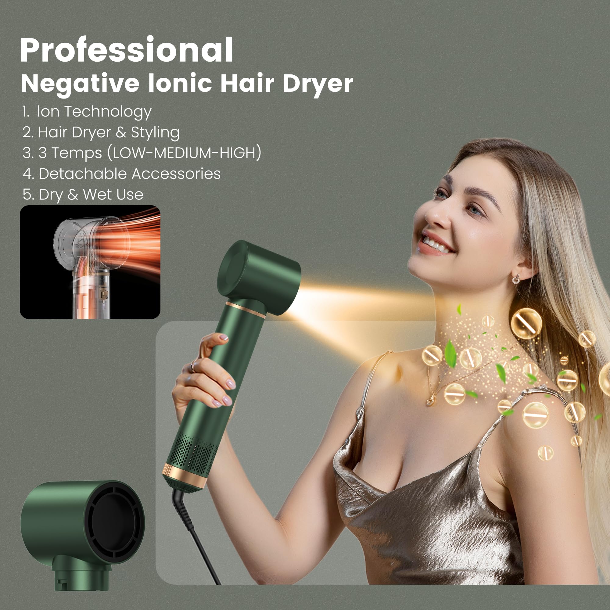 Air styler pro 5 en 1 Secador Moldeador de Pelo 5 Cabezales Intercambiables 3 Temperaturas moldeador pelo Cepillo Secador Pelo uego de Brochas para Secar el cCabello