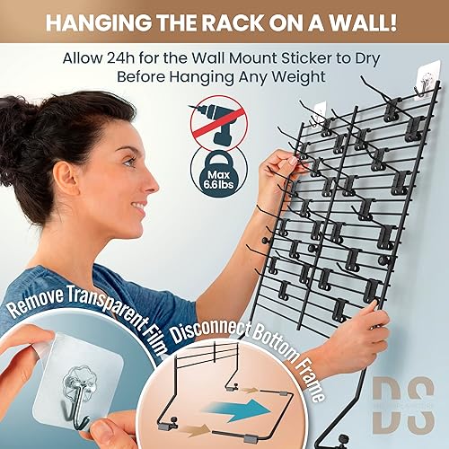 Miniatura 8 de DS THE DISPLAY STORE Exhibición de joyería negra para vender con 26 ganchos, organizador de joyas, exhibición de pendientes para la venta, soporte