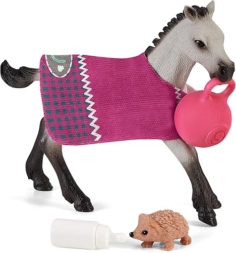 Miniatura 4 de Schleich Horse Club, juguetes de caballo para niñas y niños, juego de caballos de potro juguetón con juguete de caballo y accesorios, 6 piezas, a
