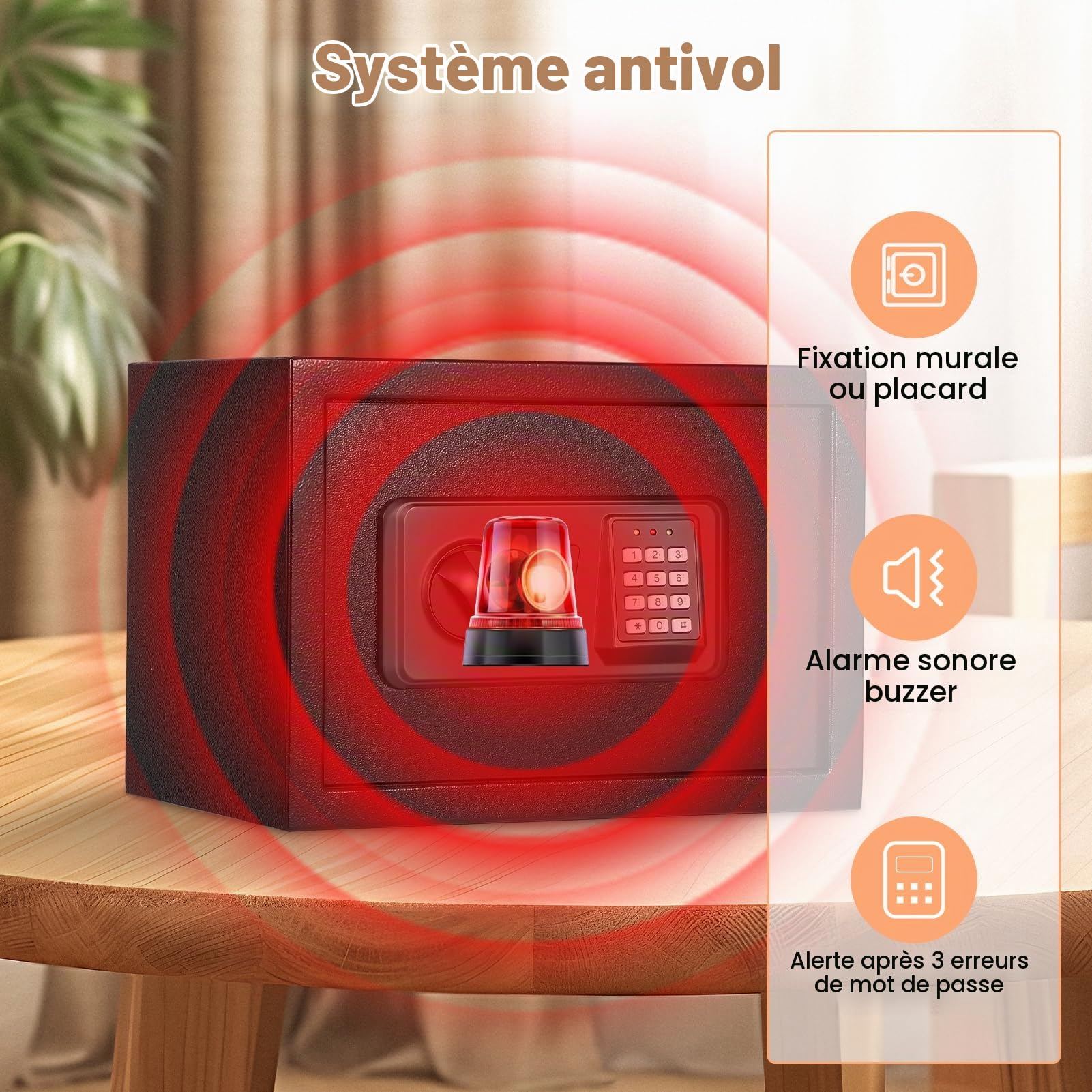 Garvee Coffre-fort numérique acier laminé à froid 16L – Anti-effraction – Sac ignifuge/étanche – Etagère amovible – Serrure clé secours – Montage fresque/sol – Pour maison, bureau, hôtel, dortoir