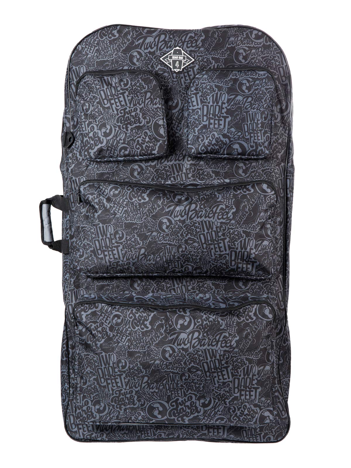 Two Bare Feet 44" Bodyboard Carry Bag – Heavy Duty, Padded Shoulder Straps, Sturdy Side Handle, Durable Zippers, Travel & Beach Ready – Multiple Colours, Multiple Sizes (Grey, Quad Bag)