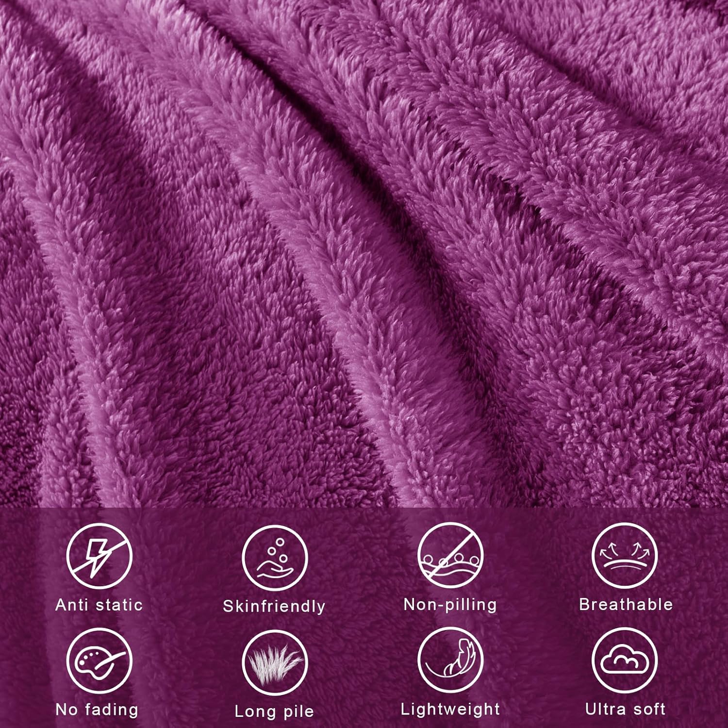 Exclusivo Mezcla King Size Blanket for Bed, Super Soft Velvet Plush Fleece Blankets, Fuzzy Cozy and Warm for Winter, 90x104 Inches, Purple - Image 5
