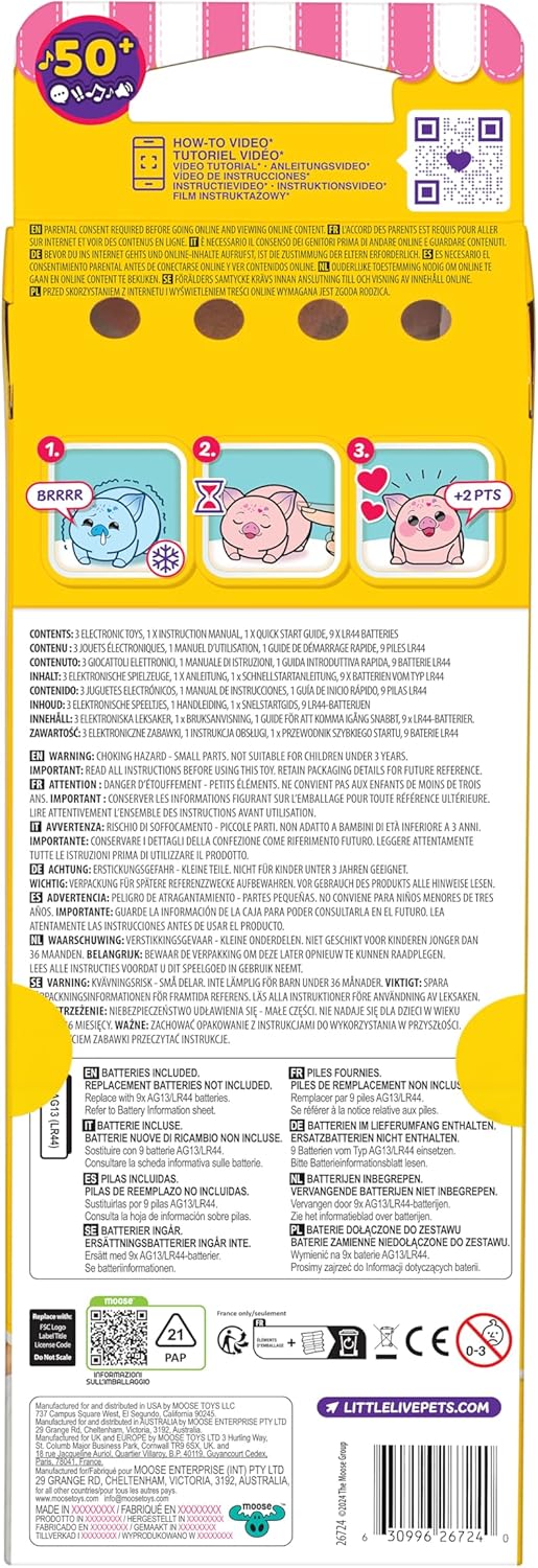 Little Live Pets NeeDees Touch Responsive Interactive Electronic Toy, Portable to Take Anywhere, Meet Your Needs and Earn Points, Over 50 Sounds and Reactions, Collects 13 NeeDees