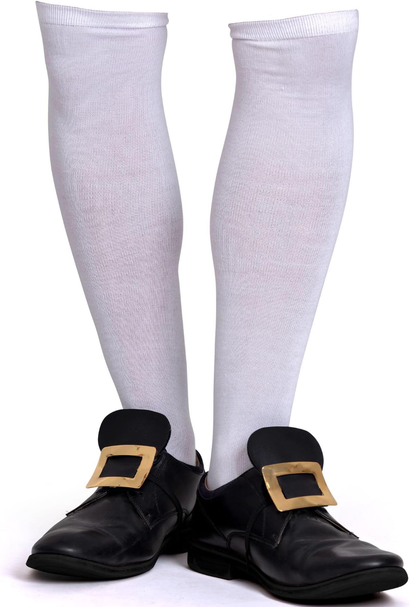 Skeleteen Colonial White Costume Socks - Knee High White Knit Colonial Costume Dress Socks for Adults and Children