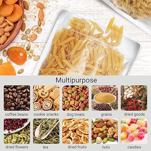 Miniatura 6 de Paquete de 100 bolsas de 8 x 12 pulgadas, bolsas de polietileno con cremallera, parte delantera transparente con parte trasera de papel de aluminio