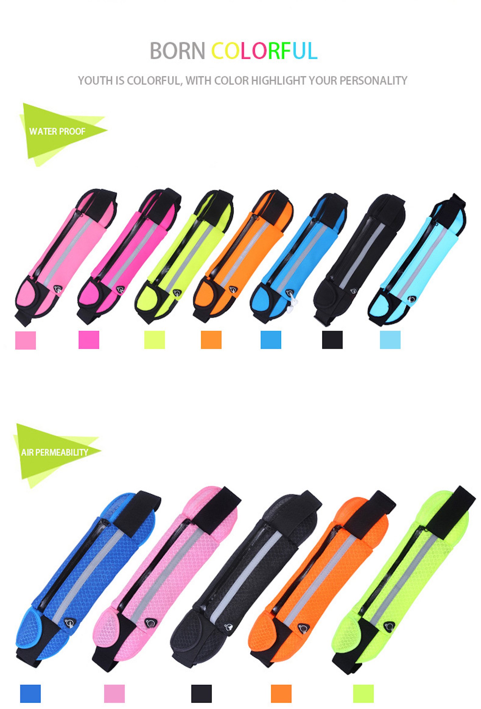 Elonglin Unisex Running Belt Waist Pack Belt Fitness Belt Waterproof Sweat-Resistant for Mobile Phone 4-6 inch Zipped Headphone Hole Traveling Hiking Jogging Walking Yoga Cycling Money Belt Dark Pink