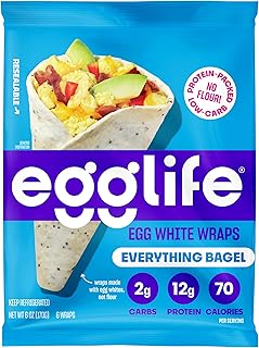 Egglife Everything Bagel Egg White Wraps - (6 Count) - Refrigerated, Flourless, Gluten Free Wraps - Low Carb Tortilla Alternative