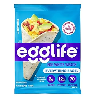 Egglife Everything Bagel Egg White Wraps - (6 Count) - Refrigerated, Flourless, Gluten Free Wraps - Low Carb Tortilla Alternative