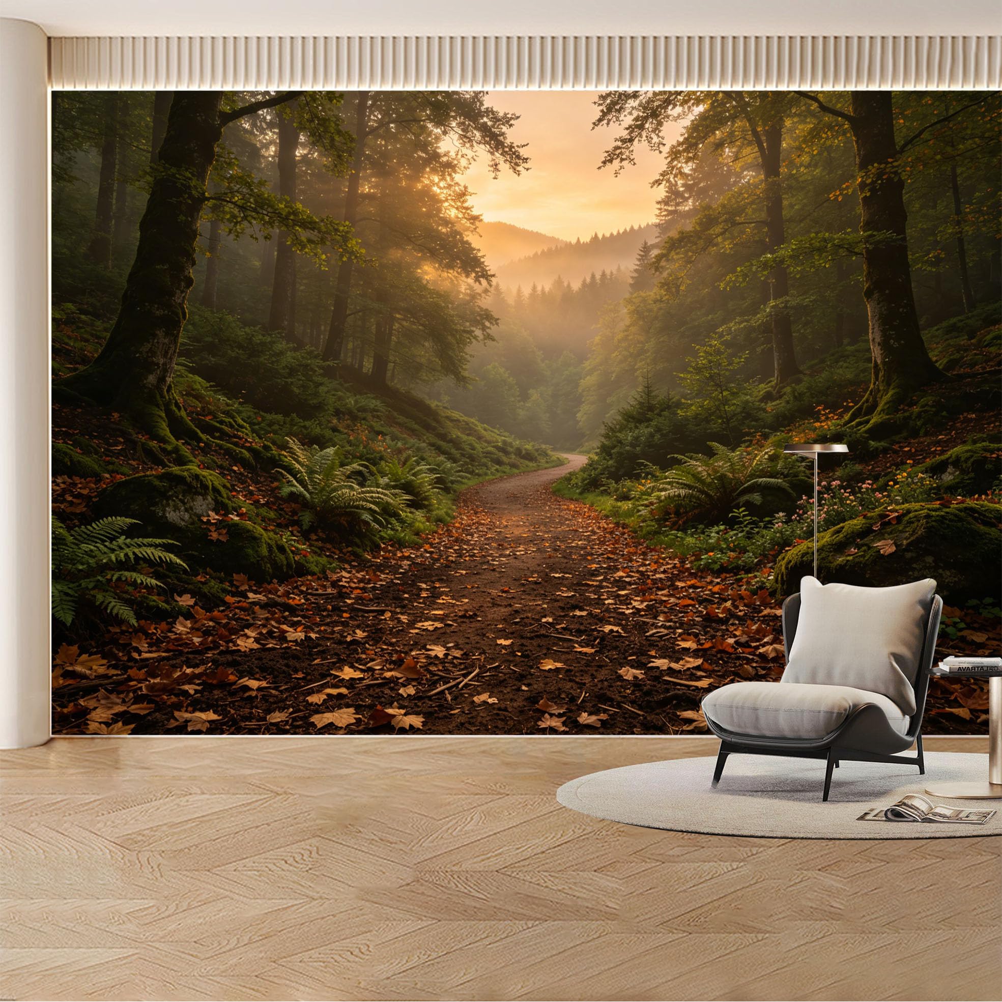 Custom Wall Mural Wallpaper Lavender Fields Landscape 3D Effect Wall Decor Large Wall Art Misty Sunset Removable SelfAdhesive Large Photo for Living Room， Bedroom， Office
