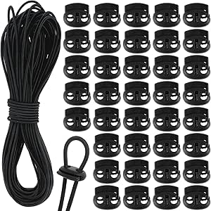 Amazon.com: 50 Pcs Plastic Cord Locks and 66 Feet Elastic Cord Double ...