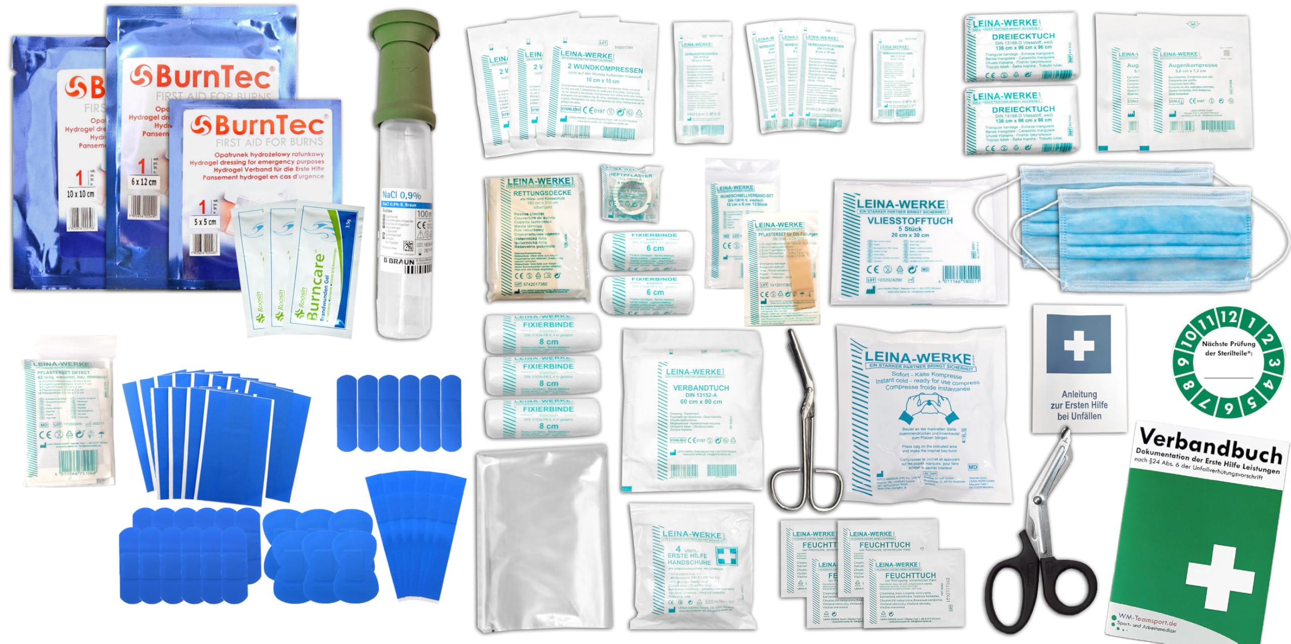Erste Hilfe SET GASTRO für Betriebe DIN/EN 13157 INKL. Augenspülung + Kühlgel + detektierbare Pflaster + Hydrogelverbände