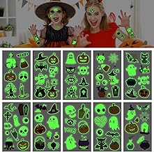 SULOLI 10 Sheets of Halloween Tattoo Stickers, Halloween Party Costume Accessory for Children, Girls and Boys