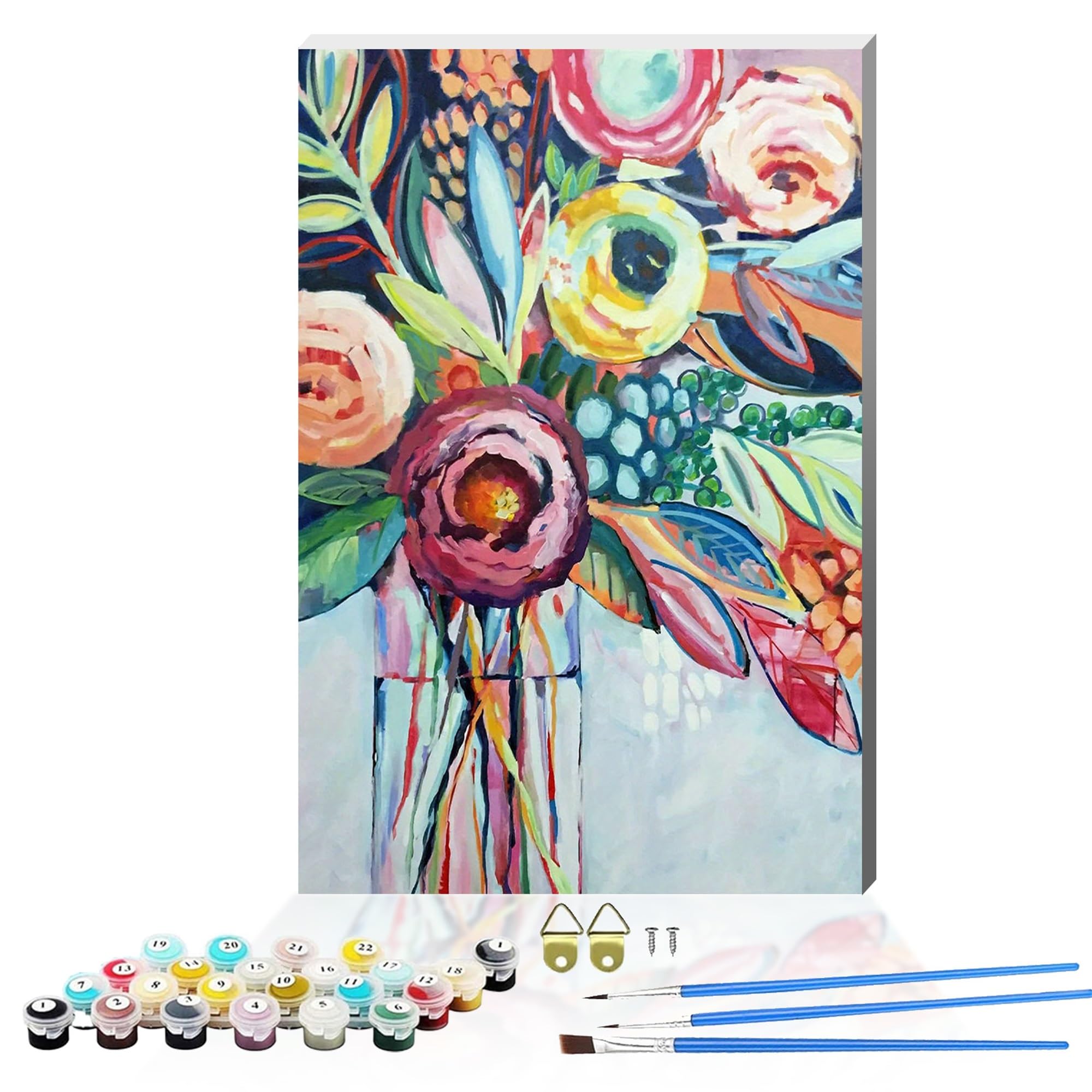 Qihensail Rose Framed Paint By Numbers For Adults,Painting By Number With Frame Kits Canvas,Diy Easy Cheerful Painting For Beginners,Wall Decor,Gifts (Rose)