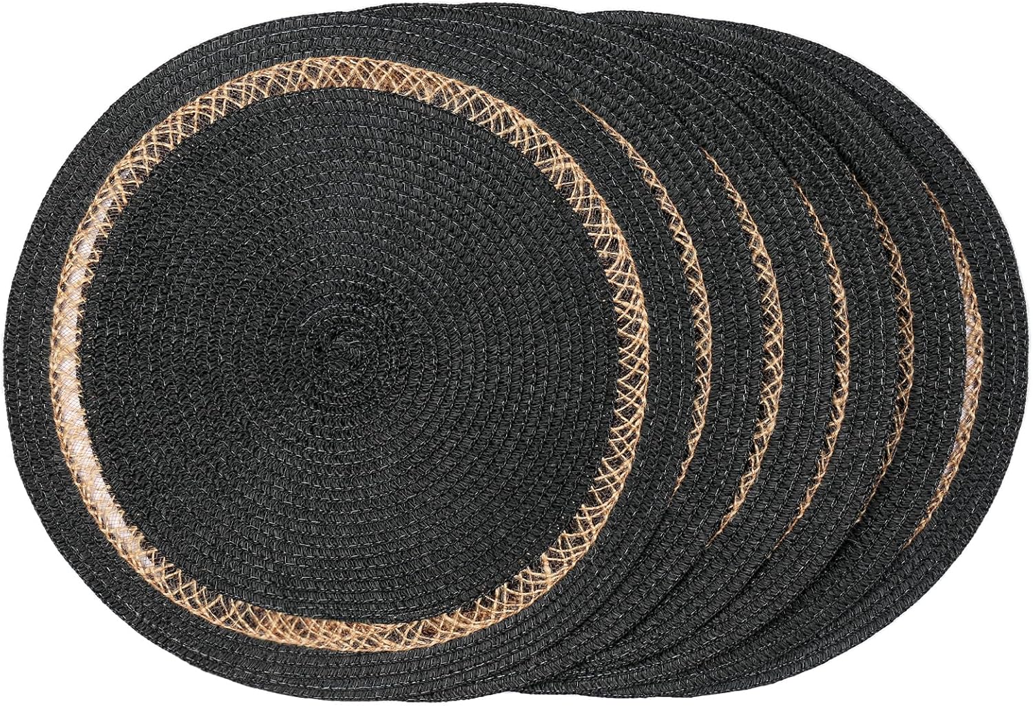 AHHFSMEI Round Paper and Jute Braided Placemats Set of 6