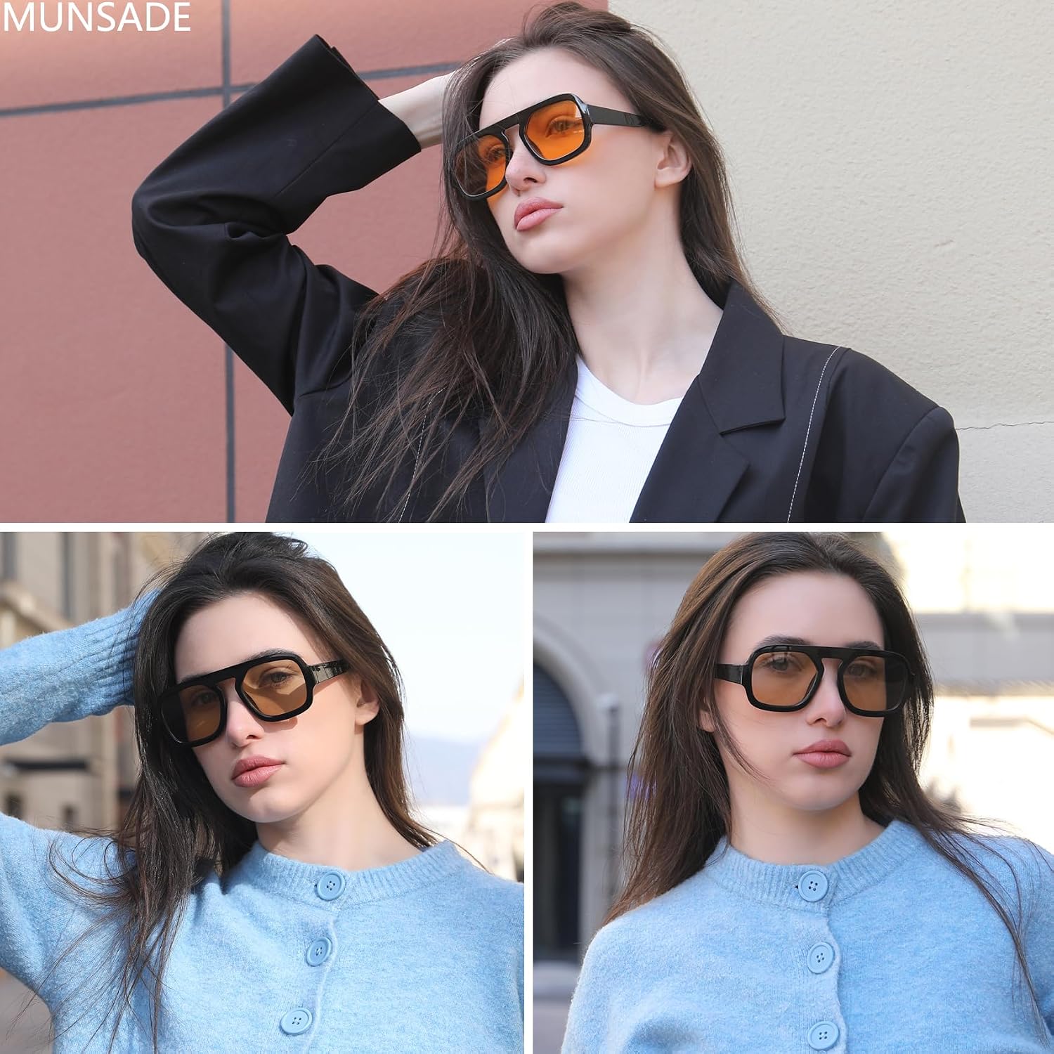  Trendy Square Aviator Sunglasses for Women Flat Top Designer Style | Stylish Vintage Shades, 70s Retro Fashion Rectangle Sun glasses for Travel and Daily Wear thumbnail