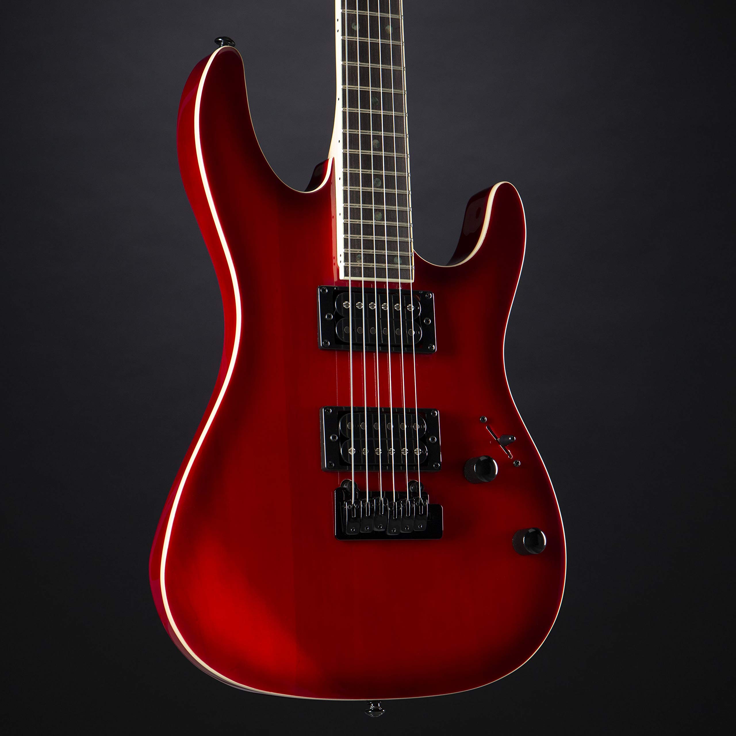 J&D 805 TRB Transparent Red Burst E-Gitarre mit High Output Humbuckern und Modern Vintage Tremolo
