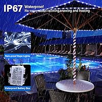 Vista 7 de JMEXSUSS Cuerda de luces LED de 100 luces LED que funcionan con pilas, resistente al agua, 33 pies, 8 modos, luces de batería al aire libre