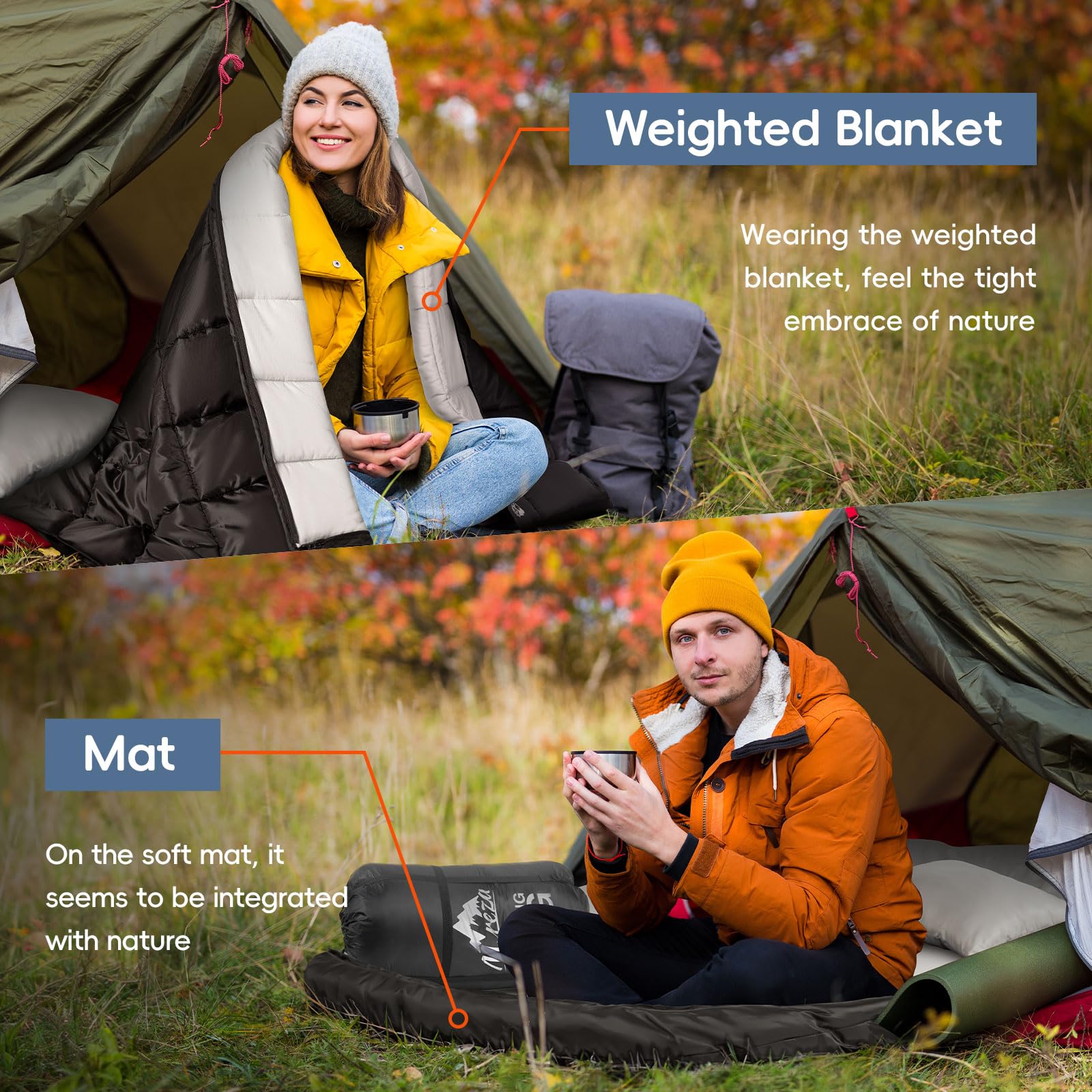 MEREZA Gewichtsschlafsack für Erwachsene, Größe XL, XXL, extra breite Schlafsäcke für Erwachsene, Herren, großer und hoher Schlafsack mit Kissen für drinnen und draußen Sport & Freizeit