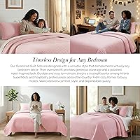 Vista 6 de Southshore Fine Living, Inc. Juego de ropa de cama con edredón rosa cosido tamaño Queen, colcha de gran tamaño tamaño Queen/matrimonial, ropa