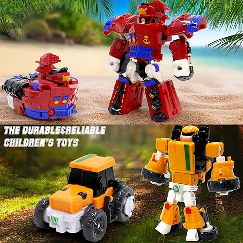 Miniatura 5 de GIDGOD Transforming Robot Toys Cars Set for 3 4 5 6 7 Year Old Kids Boys Girls Hero Figure Modified Toddler Airplane Ships Tanks Rescue Vehicle