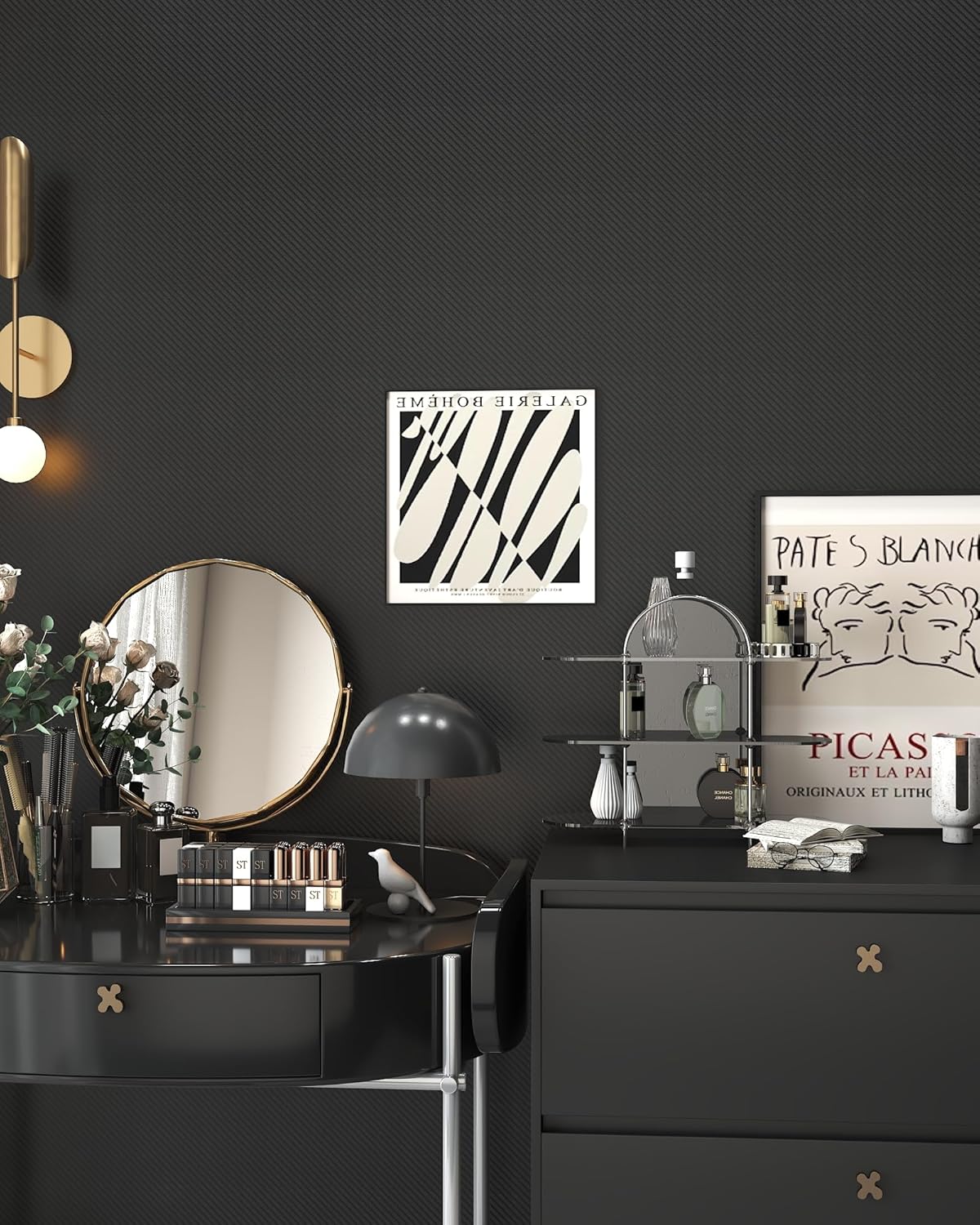 Black Wallpaper Peel and Stick Wallpaper 3D Carbon Fiber Vinyl Wallpaper 15.8''×393'' Self Adhesive Wallpapers Removable Textured Wall Paper Dark Black Contact Paper for Bedroom Tabletop Cabinets