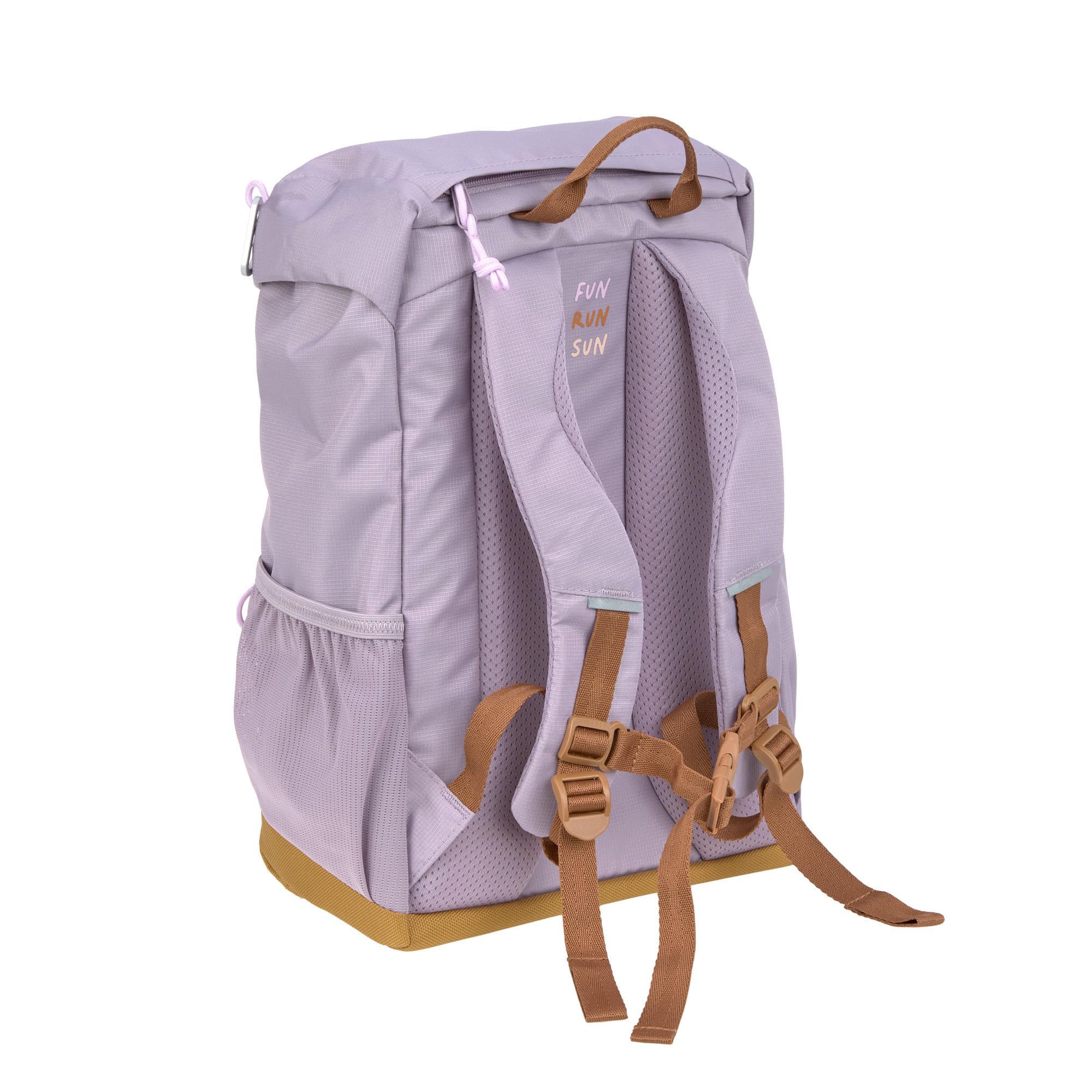 LÄSSIG Dziecięcy plecak trekkingowy, plecak dziecięcy z pasem piersiowym, wyściełane paski na ramiona, wodoodporny, 14 litrów/duży plecak outdoorowy Lilac, liliowy, Nowoczesny