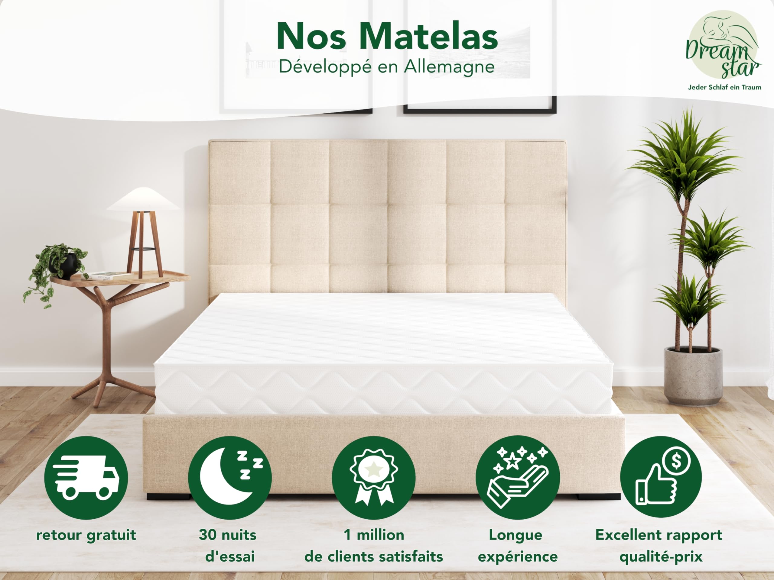 DREAMSTAR Ergo Flex XXL Duo 120x200cm | Matelas ergonomique en mousse froide 7 zones | Certifié Oeko-TEX® | H2 & H3 | Hypoallergénique & Antibactérien | 22 cm de haut | 120 x 200 cm