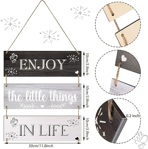 Miniatura 2 de Jetec Enjoy The Little Things in Life - Letrero de madera colgante para la familia, tablero decorativo de madera rústica para decoración de pared,