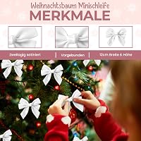 REDSTAR Fehér Szatén Masnik Karácsonyfára - 12 db 12 cm-es Dekoráció Fenyőfára és Koszorúra - Elegáns Ünnepi Díszítőelem 3