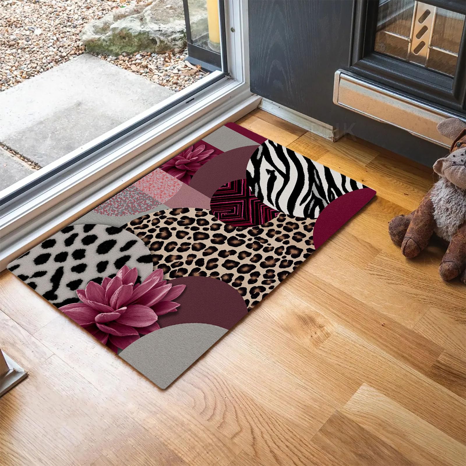 Tapis de Sol Imprimé Léopard Zèbre pour Cuisine et Bain 50x80