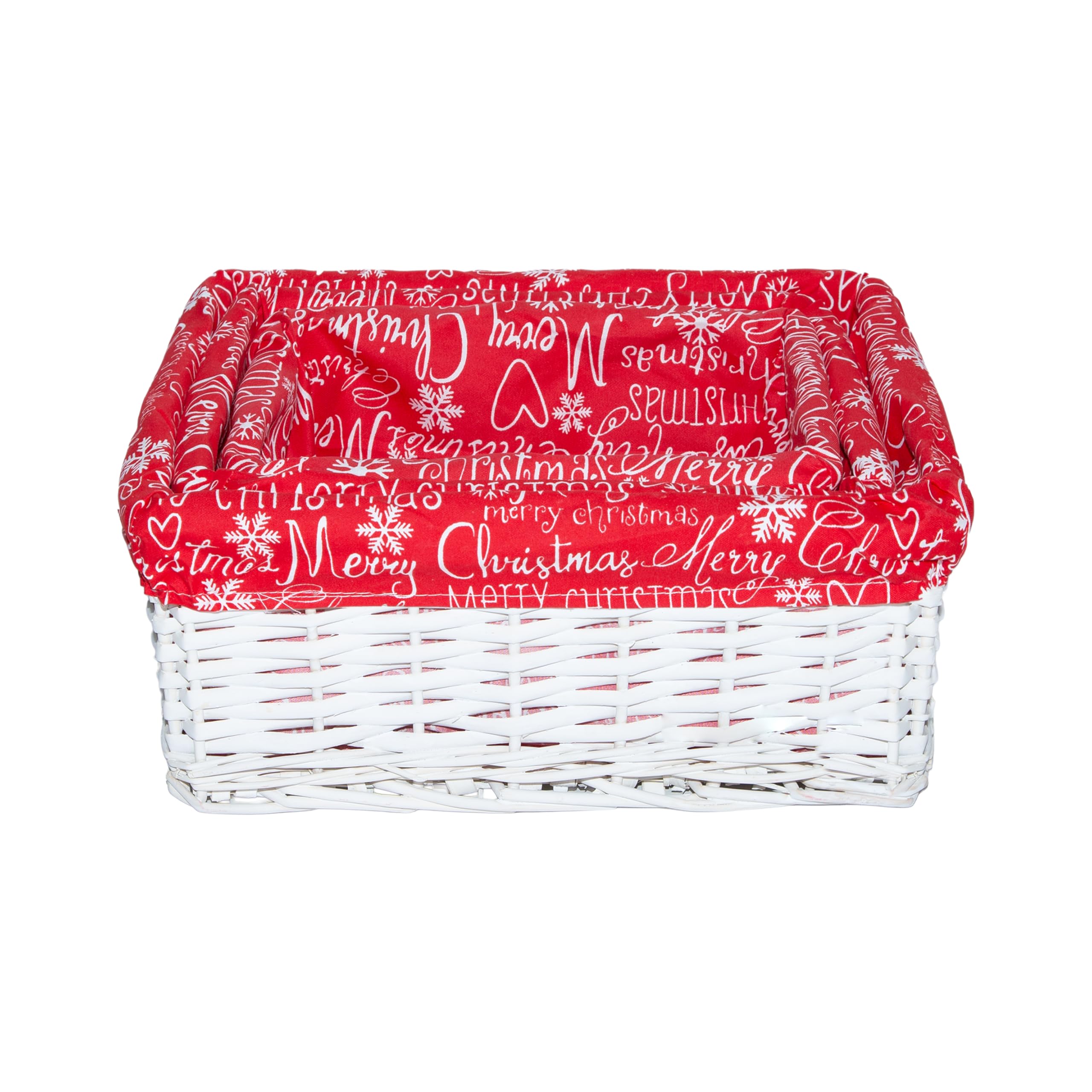 Wickerfield Red lined Honey Wicker Trays Retail Display Christmas Hampers for Gift Packaging (White, Set(L+M+S))