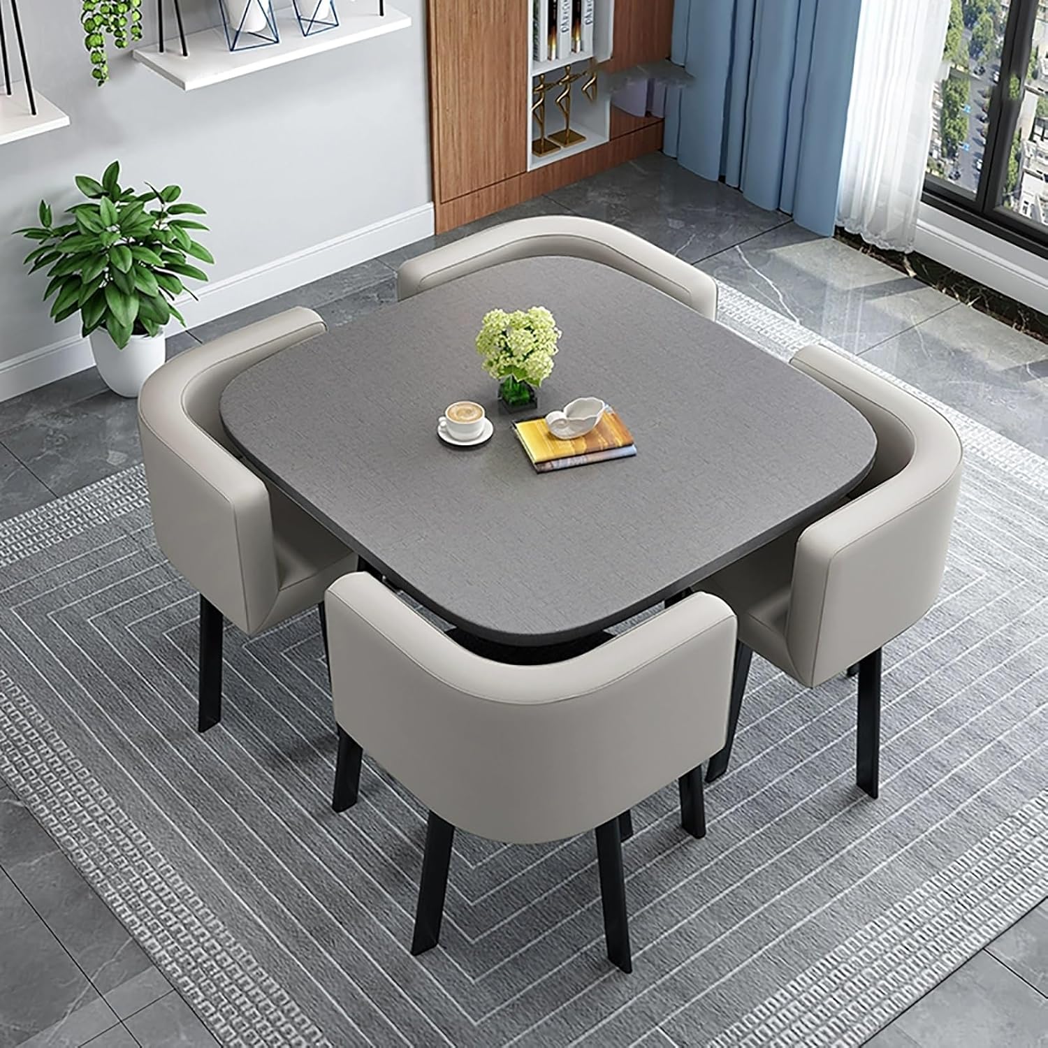 Space-Saving Round Dining Table Set for 4 – Small Kitchen Table with 4 ...