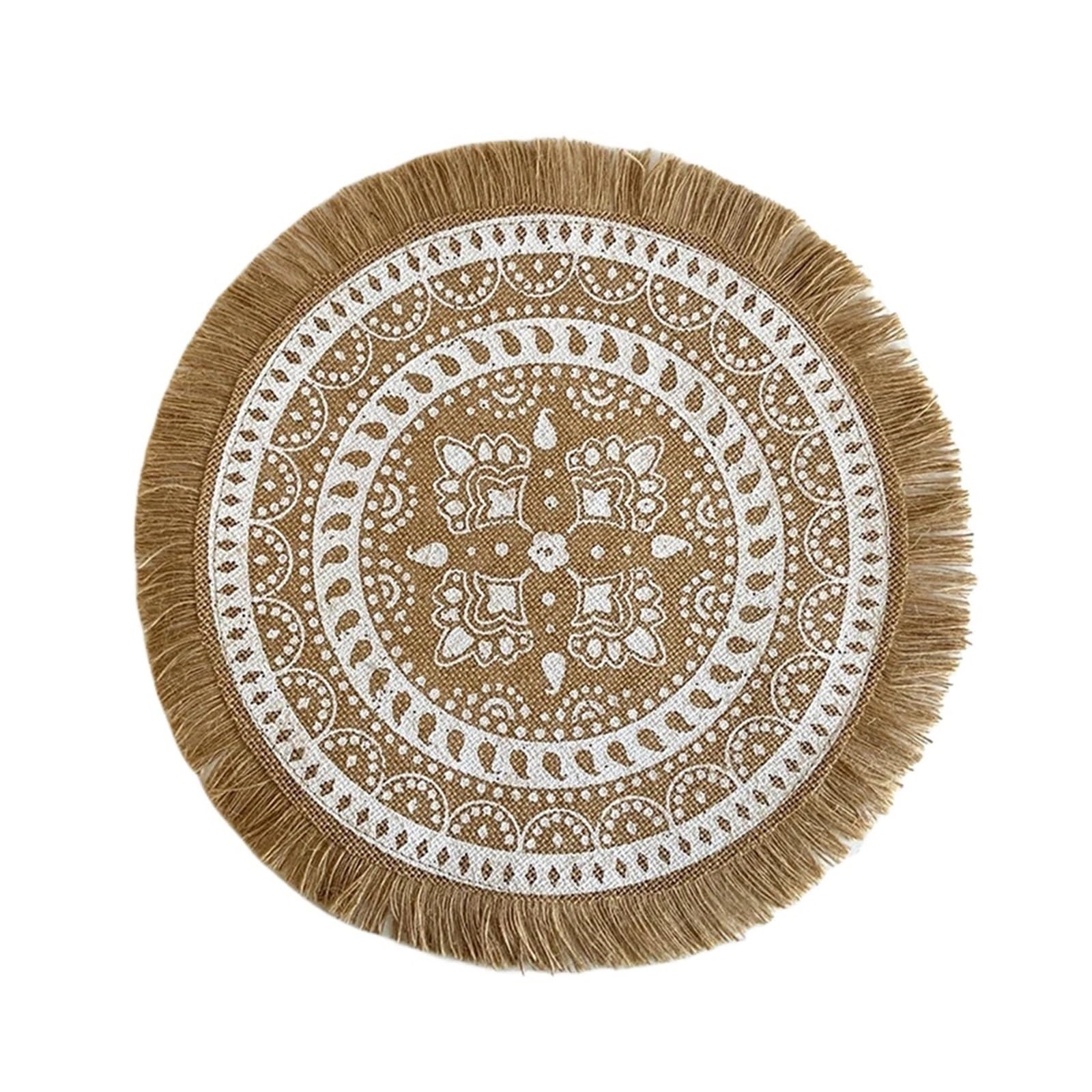Napperon à glands jute en coton et lin haut de gamme pour centre de table