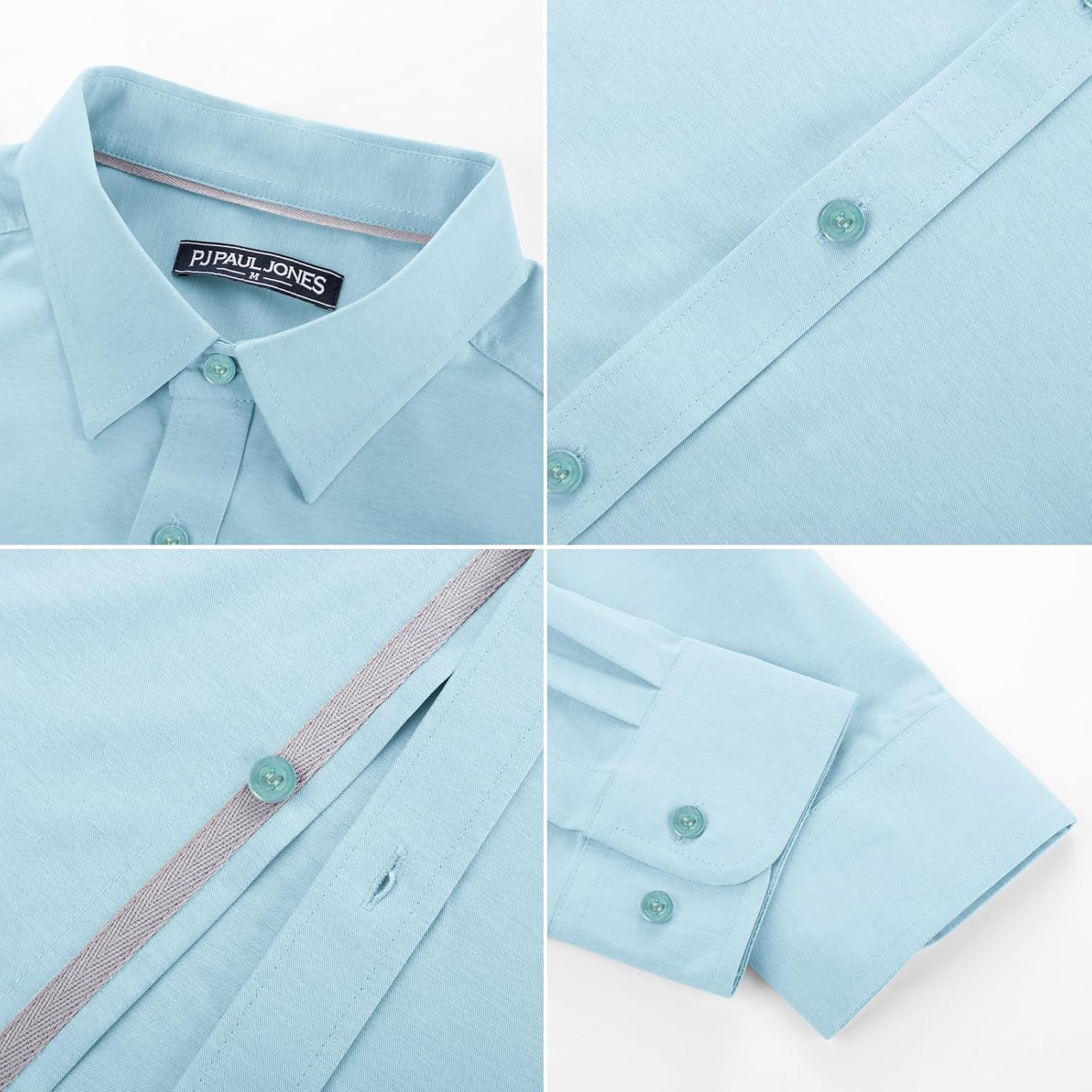 PJ PAUL JONES Mens Dress Shirts Wrinkle Free Stretch Button Down Shirt Casual Long Sleeve Business Shirts - Image 4