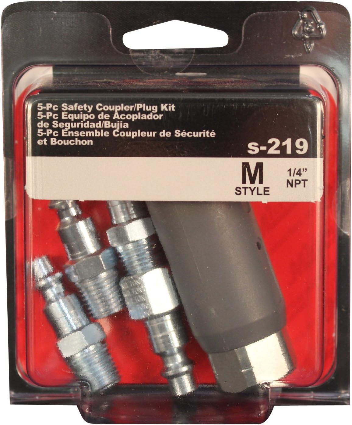 Milton (S-219) 1/4" FNPT M-Style Safety Coupler and Plug Kit - 5 Piece