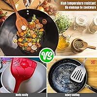 Vista 3 de Cucharas de madera para cocinar, utensilios de madera para cocinar, juego de utensilios de cocina de madera de teca natural, agarre cómodo