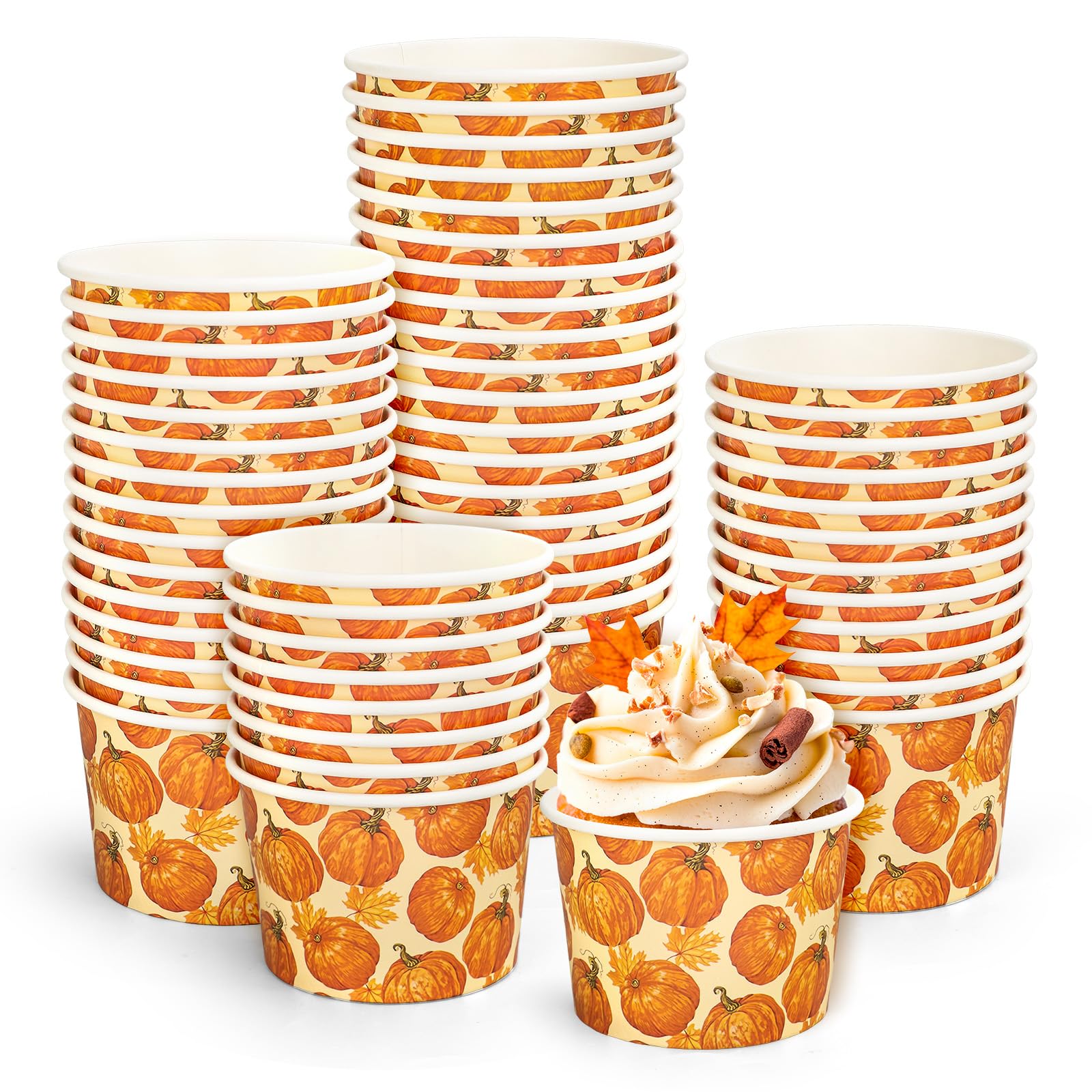 Gobelets jetables citrouille d'automne Whaline pour dessert, glace et fête de Thanksgiving