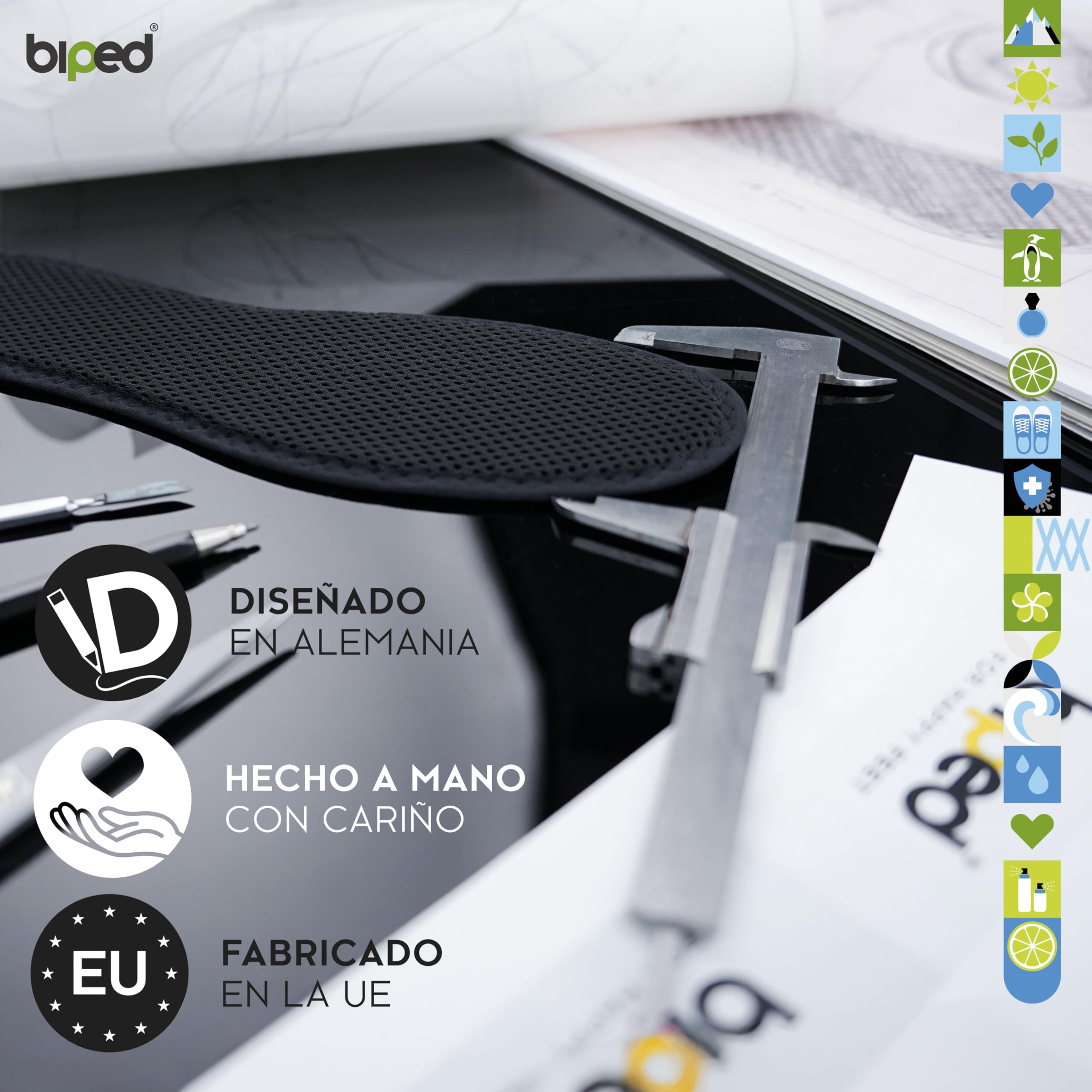 Biped 2 Pares Plantillas de Carbón Activo Frescura Higiénica Lavables Contra el Sudor