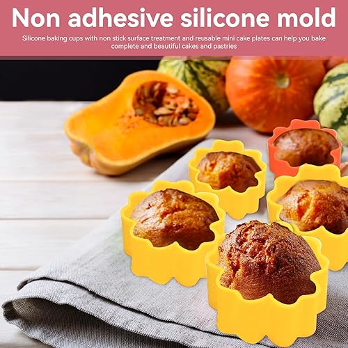 Miniatura 7 de Cyrank Moldes de silicona para magdalenas, 24 moldes para magdalenas, mini forma de flor, tazas de silicona para hornear, forros reutilizables para