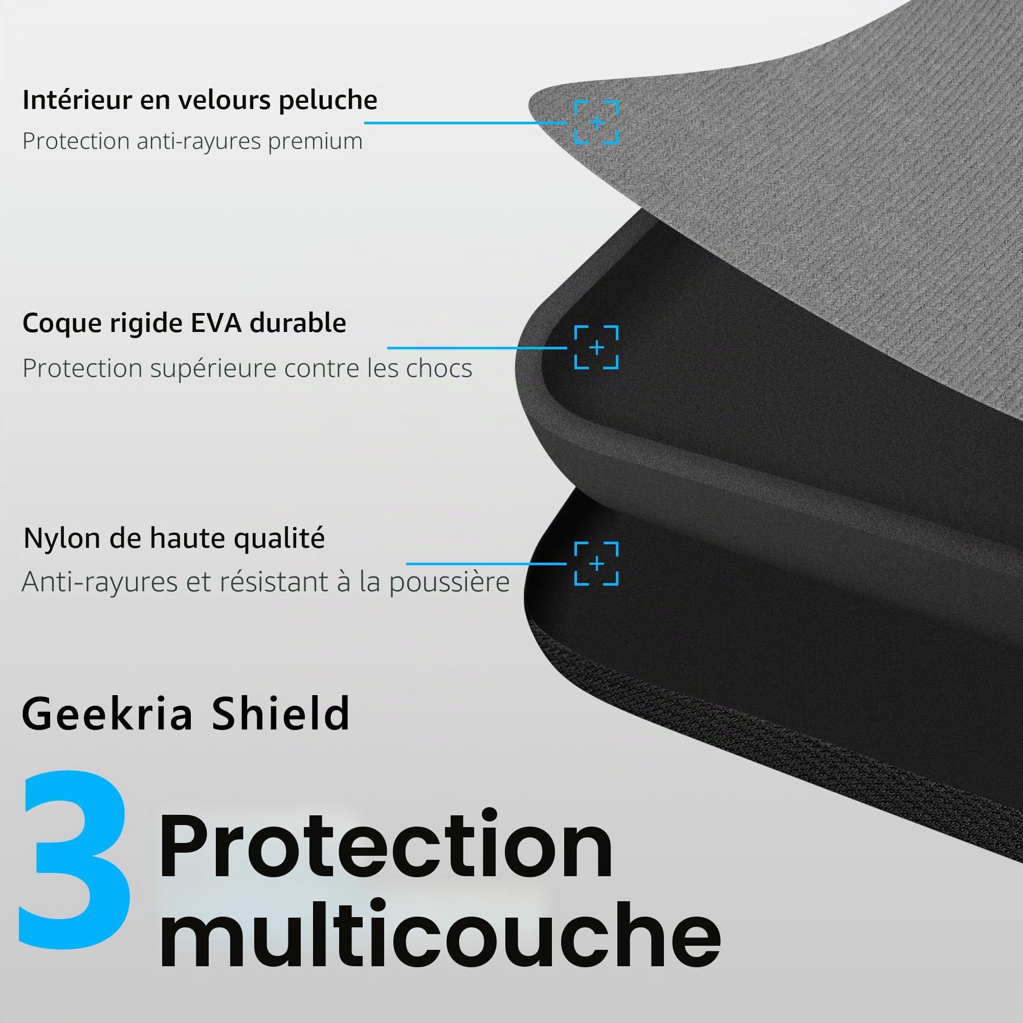 Geekria Shield Housse pour Casque de Jeu (Over-Ear) Grande Taille, étui de Voyage Rigide de Remplacement avec Rangement des câbles, Compatible avec Razer Kraken X, Corsair HS70, HS35