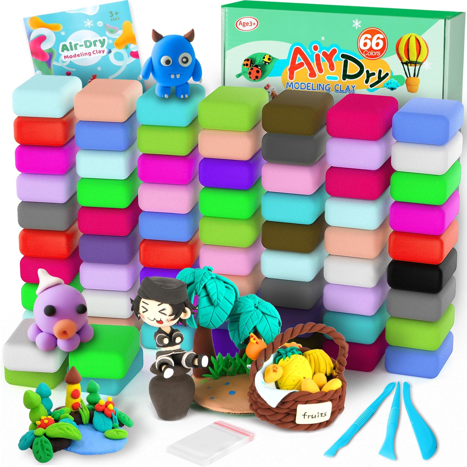 Amazon | ARTPAR エアドライ粘土 66色 子供用モデリング粘土