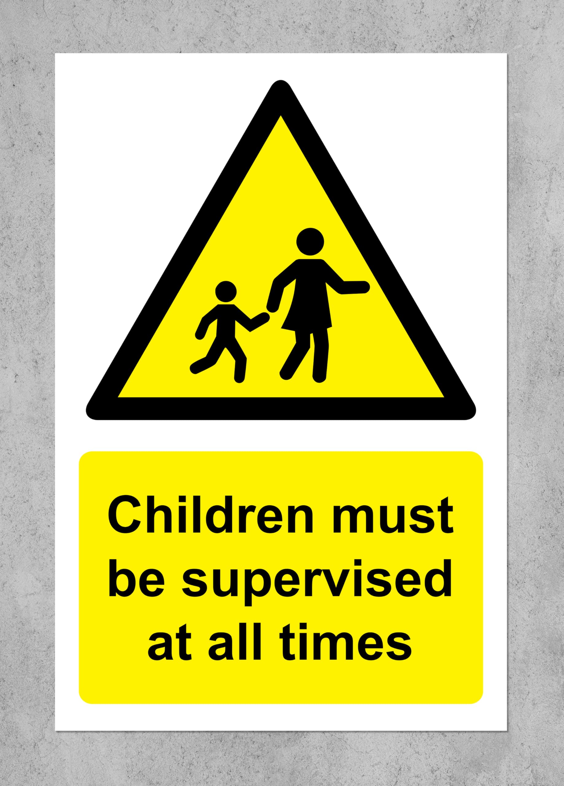 Children Must be supervised at All Times Safety Sign (Y) - Self Adhesive Sticker (300mm x 200mm)