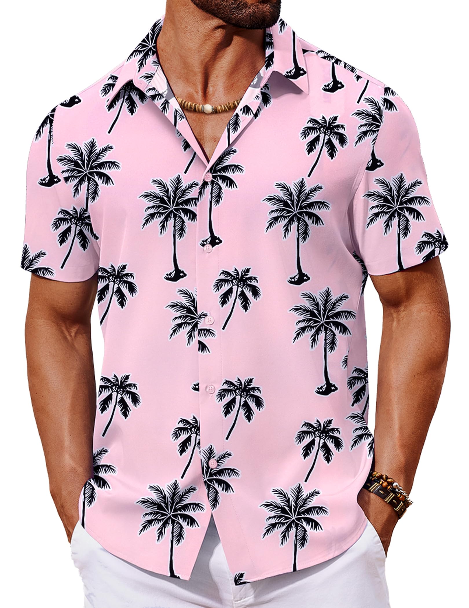 COOFANDY Hawaii Hemd Männer Sommerhemd Kurzarm Strandhemd Urlaub Hawaiihemd Blumen Hemd Aloha Herrenhemden Party Shirt