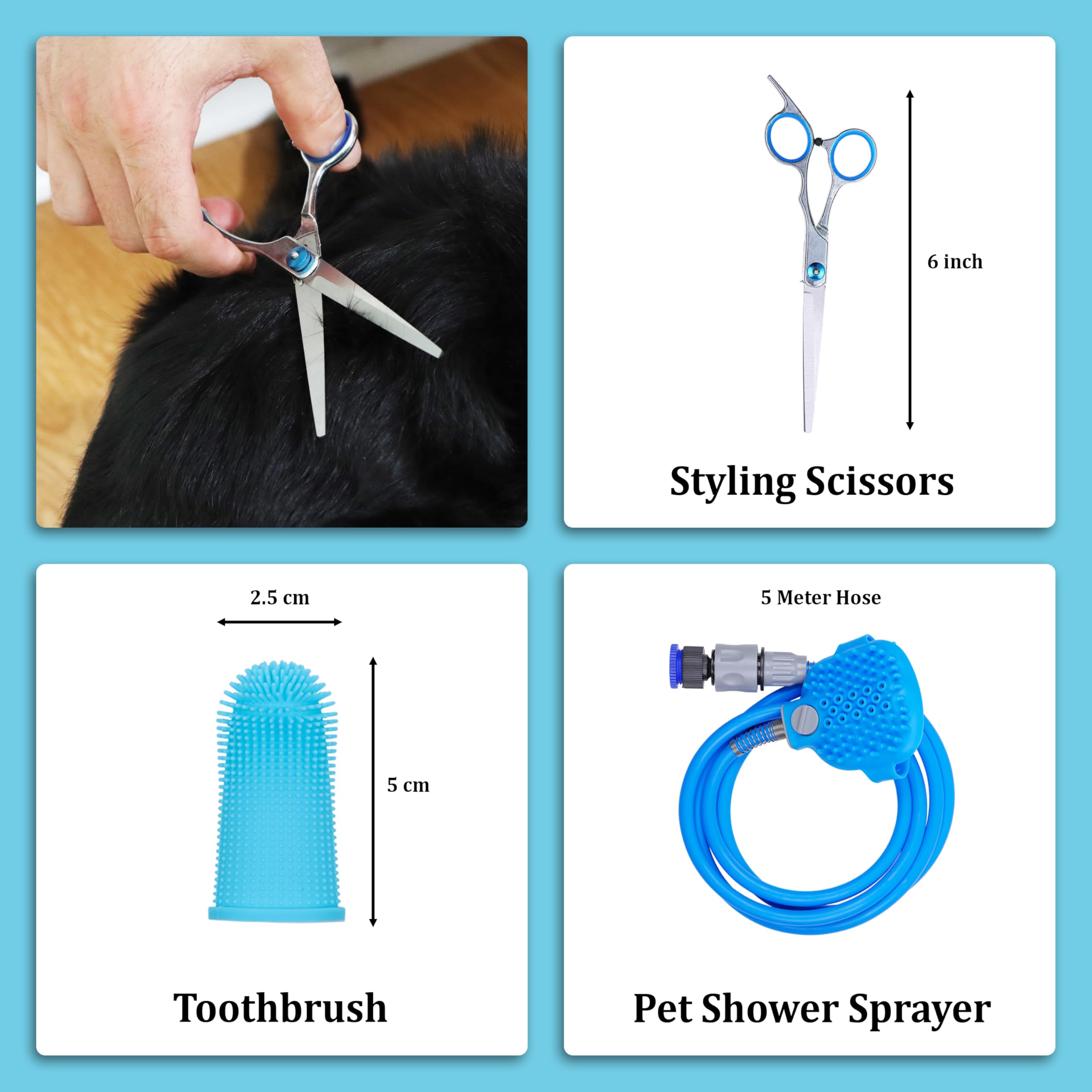 All-in-One Pet Grooming Kit for Dogs, Cats & Rabbits - Dog Grooming Supplies with Flea Comb, Fur Remover, Dematting & De-Shedding Tools, Wire Pin Brush - Home Pet Grooming Kit for Shedding & Tangles 4