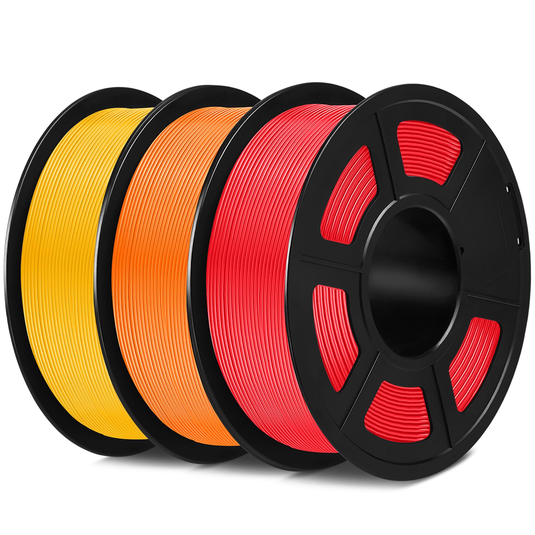 SUNLU Filamento PLA 1,75mm, Avvolto in Modo Ordinato Filamento Stampante 3D PLA,Precisione Dimensionale +/- 0,02 mm,Bobina 1 KG, 3 Pack,per Maggior Parte delle Stampanti 3D,Rosso+Arancione+Giallo